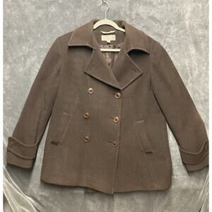 Larry Levine Coat Woman’s Sz 14 Chocolate Brown 100% Pure Camel Hair Italy City